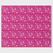 10e verjaardag ster aangepaste naam roze geel cadeaupapier (Vlak)