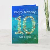 10e verjaardag - Sterrennummers - Blauw groen - Le Kaart (Voorkant)