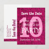 10e Verjaardag Sweet at Ten Pink Alligator Print Aankondigingskaart (Voorkant / Achterkant)