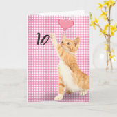 10e verjaardag tabby kat kaart (Gele Bloem)
