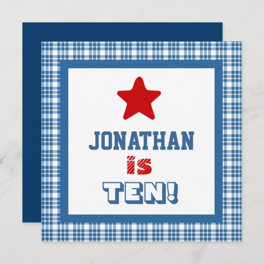 10e verjaardag Tien jaar oud vierkant Lijst Kaart (Voorkant / Achterkant)
