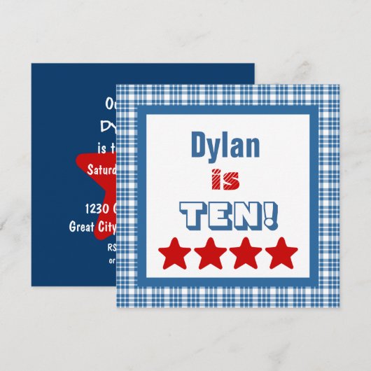 10e verjaardag Tien jaar oud vierkant Lijst Kaart (Voorkant / Achterkant)