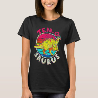 10e verjaardag Tien op Saurus i Parasaurolophus Fa T-shirt