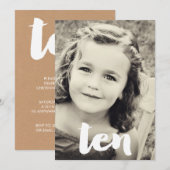 10e verjaardag Tien uitnodiging voor fotobedekking (Voorkant / Achterkant)