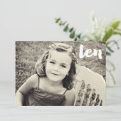 10e verjaardag Tien uitnodiging voor fotobedekking (Staand voorkant)