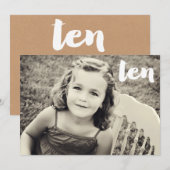 10e verjaardag Tien uitnodiging voor fotobedekking (Voorkant / Achterkant)