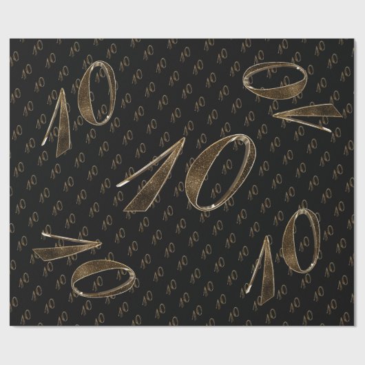 10e verjaardag Tin Bruiloft Jubileum Elegant Goud Cadeaupapier (Vlak)