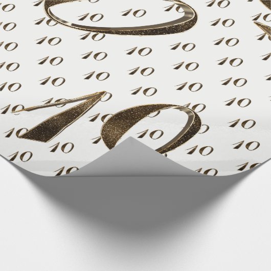 10e verjaardag Tin Bruiloft Jubileum Elegant Goud Cadeaupapier (Hoek)
