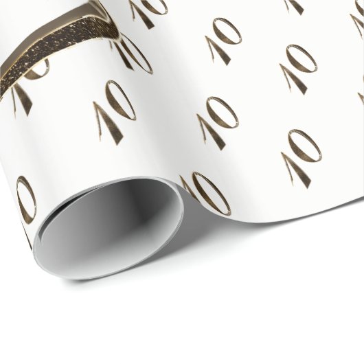 10e verjaardag Tin Bruiloft Jubileum Elegant Goud Cadeaupapier (Rol Hoek)