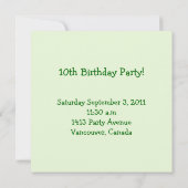 10e verjaardag uitnodiging (Achterkant)