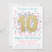 10e verjaardag uitnodiging Dubbele cijfers verjaar (Voorkant)