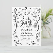 10e verjaardag uitnodiging, grillige 10e verjaarda kaart (Staand voorkant)