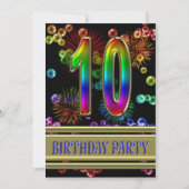 10e verjaardag Uitnodiging met bellen (Voorkant)