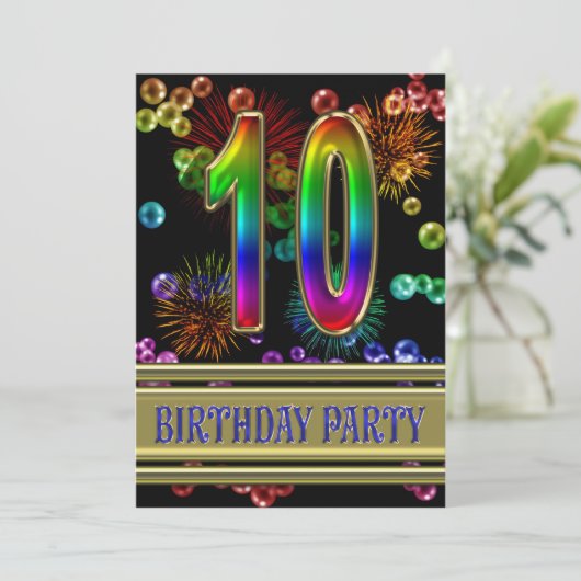 10e verjaardag Uitnodiging met bellen (Staand voorkant)