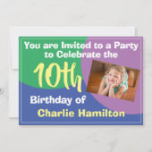 10e verjaardag Uitnodiging met foto (Voorkant)