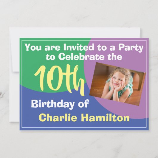 10e verjaardag Uitnodiging met foto (Voorkant)