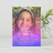 10e verjaardag uitnodiging Party Foto Rainbow (Staand voorkant)