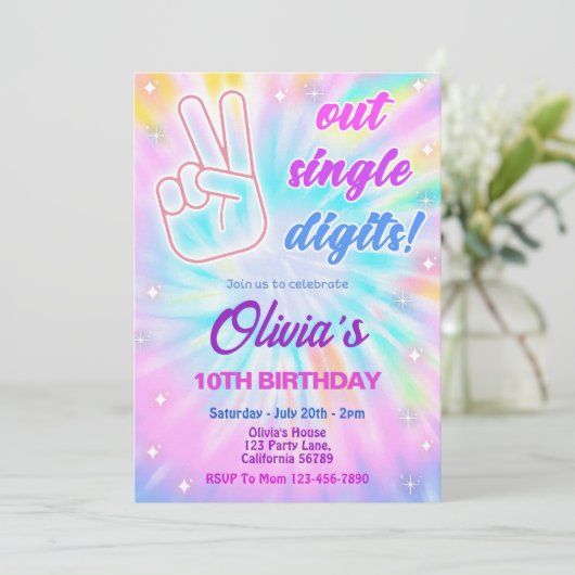 10e verjaardag uitnodiging rust uit enkele cijfers (Staand voorkant)