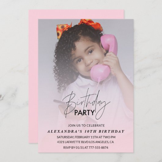 10e verjaardag uitnodiging Verjaardagsfeest Foto r (Voorkant / Achterkant)
