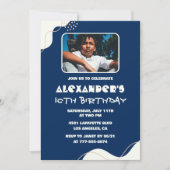 10e verjaardag uitnodigingen Boy Photo Simple Navy (Voorkant)
