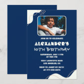 10e verjaardag uitnodigingen Boy Photo Simple Navy (Voorkant / Achterkant)