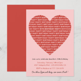 10e verjaardag uitnodigingen Modern Red Pink