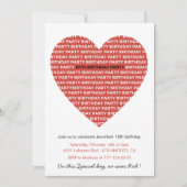 10e verjaardag uitnodigingen Typografie Red Black (Voorkant)