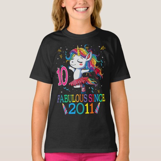 10e verjaardag Unicorn Fabulous sinds 2011 T-shirt (Voorkant)