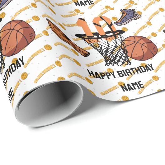 10e verjaardag van Basketball voor speler Cadeaupapier (Rol Hoek)