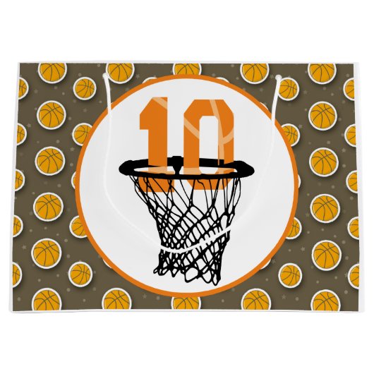 10e verjaardag van de Basketball met het nummer in Groot Cadeauzakje (Voorkant)