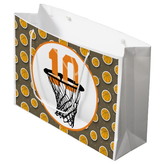10e verjaardag van de Basketball met het nummer in Groot Cadeauzakje (Voorkant Gekanteld)