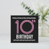 10e verjaardag van de moderne roze en zwarte G001 Kaart (Staand voorkant)