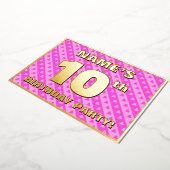 10e verjaardag van de opstand - vuurroze harten en folie uitnodiging (Gedraaid)