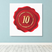10e verjaardag van de rode wax-zegel canvas afdruk (Insitu (Houten vloer))