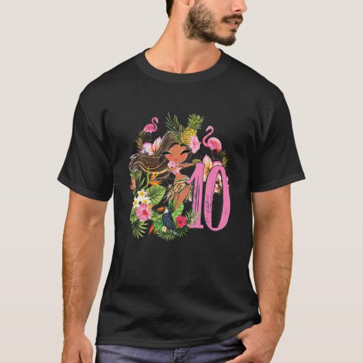 10e verjaardag van de Tiki Party Summer Hula Hawai T-shirt (Voorkant)