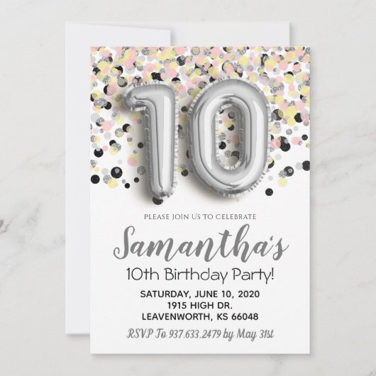 10e verjaardag van de uitnodiging tot Confetti (Voorkant)