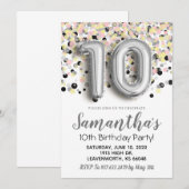 10e verjaardag van de uitnodiging tot Confetti (Voorkant / Achterkant)