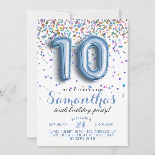 10e verjaardag van de uitnodiging tot Confetti (Voorkant)