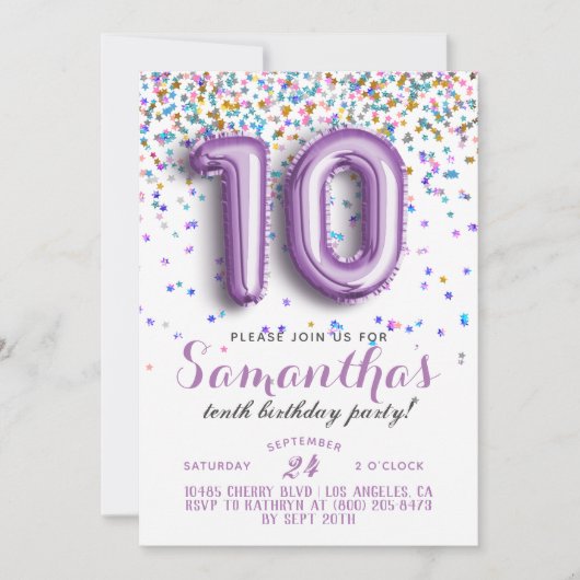 10e verjaardag van de uitnodiging tot Confetti (Voorkant)