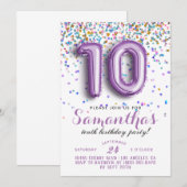 10e verjaardag van de uitnodiging tot Confetti (Voorkant / Achterkant)