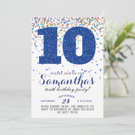 10e verjaardag van de uitnodiging tot Confetti (Staand voorkant)