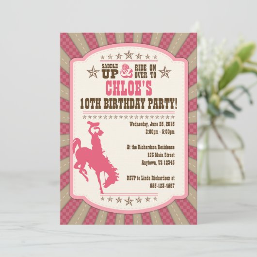 10e verjaardag van de uitnodiging van een meisje (Staand voorkant)
