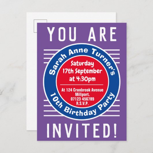 10e verjaardag van het kind uitnodiging briefkaart (Voorkant / Achterkant)