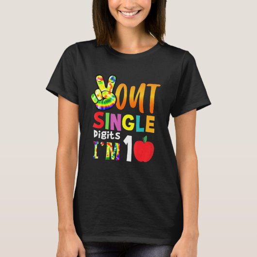 10e verjaardag van Peace Out Single Digits I m Ten T-shirt (Voorkant)