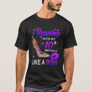10e verjaardag van vrouwen die in 10 luipaard vall t-shirt