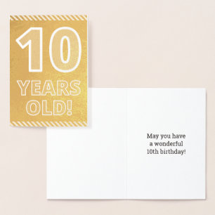 10e verjaardag: Vet "10 JAAR OUD!" Gold Foil-kaart Folie Kaarten