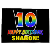 10e verjaardag: Vet, Vun, eenvoudig, regenboog 10 Groot Cadeauzakje (Achterkant)