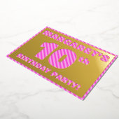 10e verjaardag — Vet, vuurtje, roze band # 10 Folie Uitnodiging (Gedraaid)