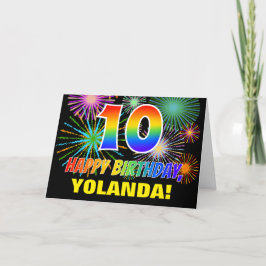 10e verjaardag: Vet, vuurwerk, regenboog 10 Kaart