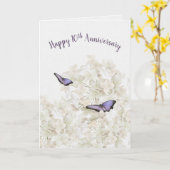 10e verjaardag Vlinders op Witte Hortensia Kaart (Gele Bloem)